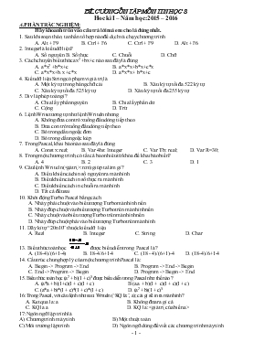 Đề cương ôn tập môn Tin học 8 hoc kì I  Năm học 2015  2016